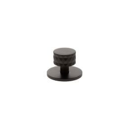 Millhouse Brass Chrysler Diamond Round Cabinet Knob Handle on Backplate - Urban Dark Bronze