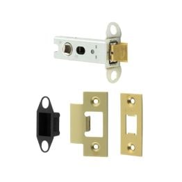 Jedo Heavy Duty Tubular Latches - 45 Degree Short Travel 76mm Satin Brass - By Frelan Hardware - JL-HDT76SB