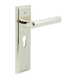 Richmond Door Handle Euro Backplate Polished Nickel - By Frelan Hardware - BUR45KIT167