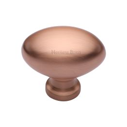 Heritage Brass Cabinet Knob Victorian Oval Design 38mm Satin Rose Gold finish