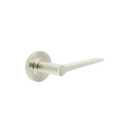 Knightsbridge Door Handle on Chamfered Rose Satin Nickel - By Frelan Hardware - BUR20KIT314
