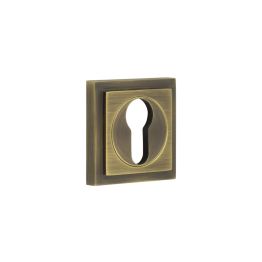 Burlington Euro Profile Escutcheons Square Stepped Rose Antique Brass - By Frelan Hardware - BUR-61AB-173AB