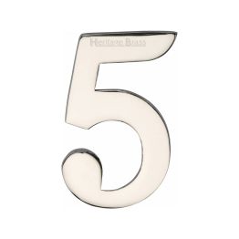 Heritage Brass Numeral 5 Self Adhesive 51mm (2") Polished Nickel finish