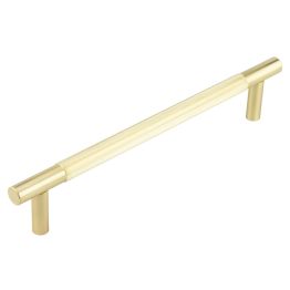 Venice Linear Knurled 300x19mm Satin Brass Pull Handle Face Fix - By Frelan Hardware - JV1803SBFF