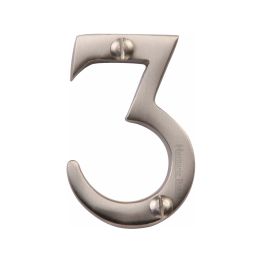Heritage Brass Numeral 3 Face Fix 51mm (2") Satin Nickel finish