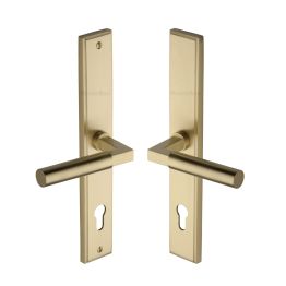 Heritage Brass Multi-Point Door Handle Lever Lock Bauhaus RH Design Satin Brass finish