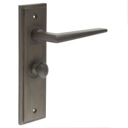 Mayfair Door Handle Bathroom Backplate Dark Bronze & Turn & Release - By Frelan Hardware - BUR-10DB-453DB-80DB