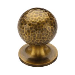 Heritage Brass Cabinet Knob Ball Hammered Design 32mm Antique Brass finish
