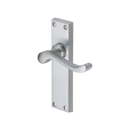Heritage Brass Door Handle Lever Latch Bedford Design Satin Chrome finish