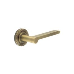 Fitzrovia Door Handles Reeded Rose Antique Brass - By Frelan Hardware - BUR15KIT4