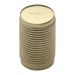 Heritage Brass Cabinet Knob Cylindric Ribbed Design 21mm Polished Brass finish