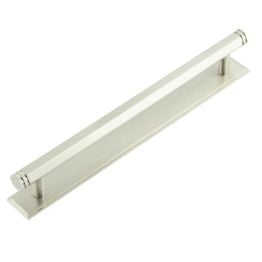 Hoxton Nile Cabinet Handles 224mm Ctrs Stepped Backplate Satin Nickel - By Frelan Hardware - HOX-360SN-6060SN