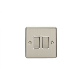 Eurolite Enhance Decorative 2 Gang Switch Satin Stainless Steel