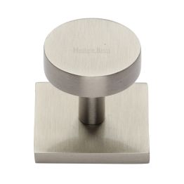 Heritage Brass Cabinet Knob Disc Design with Square Backplate 32mm Satin Nickel finish