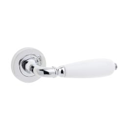 Oxford Handle on Rose Polished Chrome & White Porcelain - By Frelan Hardware - JC6002PC