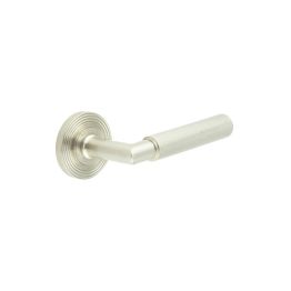 Piccadilly Door Handle on Reeded Rose Satin Nickel - By Frelan Hardware - BUR40KIT316