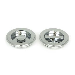 Polished Chrome 75mm Art Deco Round Pull - Privacy Set