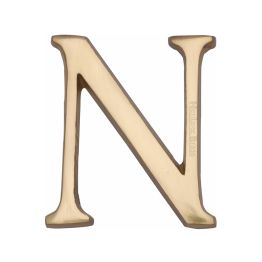 Heritage Brass Alphabet N Pin Fix 51mm (2") Polished Brass Finish
