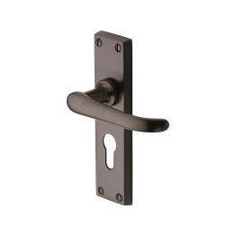 Heritage Brass Door Handle for Euro Profile Plate Windsor Design Matt Bronze finish
