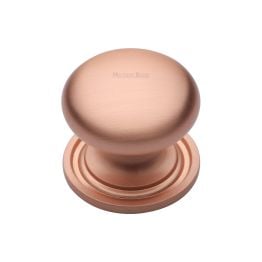 Heritage Brass Cabinet Knob Victorian Round Design with base 32mm Satin Rose Gold finish