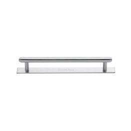 Heritage Brass Cabinet Pull Step Design with Plate 128mm CTC Satin Chrome Finish