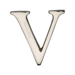 Heritage Brass Alphabet V Pin Fix 51mm (2") Polished Nickel Finish