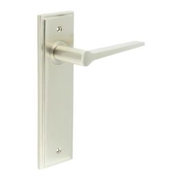 Knightbridge Door Handle Latch Backplate Satin Nickel - By Frelan Hardware - BUR20KIT320
