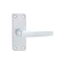 Contract Door Handle on Short Latchplate Satin Anodised Aluminium - By Frelan Hardware - J5600