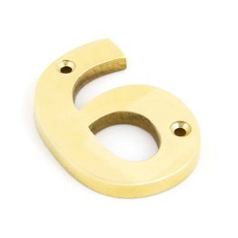 Polished Brass Numeral 6