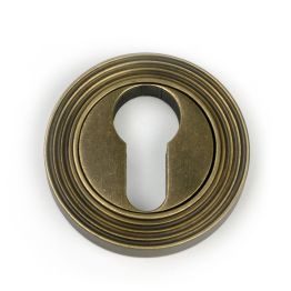 Burnished Brass Round Euro Escutcheon (Beehive)