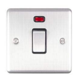 Eurolite Enhance Decorative 20Amp Switch with Neon Indicator Satin Stainless Steel