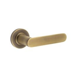 Kensington Door Handles Plain Rose Antique Brass - By Frelan Hardware - BUR25KIT1