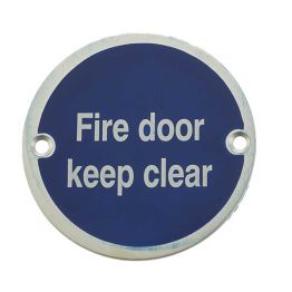 Stainless Steel Fire Door Keep Clear 75mm Satin Anodised Aluminium - By Frelan Hardware - JS108SAA