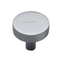 Heritage Brass Cabinet Knob Knurled Disc Design 32mm Polished Chrome finish