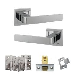 STATUS Montana Door Handle Pack (Latch Set - 3" CE Latch, 4" Fire Rated Hinges x3) - Polished Chrome