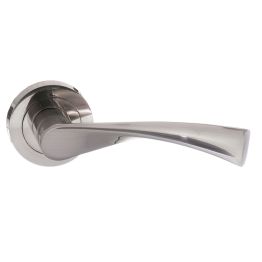 STATUS Colorado Lever Door Handle on Round Rose - Satin Nickel