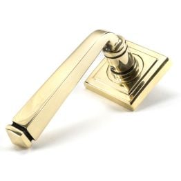 Aged Brass Avon Round Lever on Rose Set (Square)