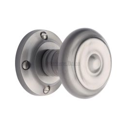 Heritage Brass Mortice Knob on Rose Aylesbury Design Satin Chrome finish