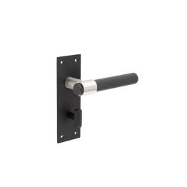 Nero T-Bar Door Handles on Bathroom Plate Black - By Frelan Hardware - JMB102