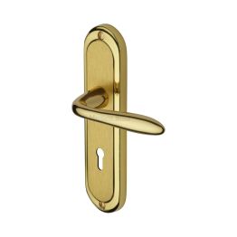 Heritage Brass Door Handle Lever Lock Henley Design Mayfair finish