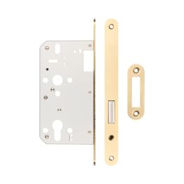 72mm Satin Brass Din Euro Deadlock Radiused 60mm Backset - By Frelan Hardware - JL-DD60RSB