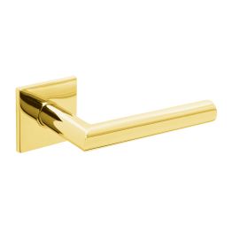 Tupai Exclusivo 5S Line Covela Lever Door Handle on 5mm Slimline Square Rose - Raw Brass