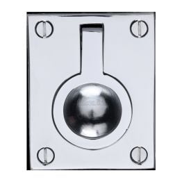 Heritage Brass Cabinet Pull Flush Ring Design 50mm Polished Chrome finish