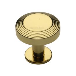 Heritage Brass Cabinet Knob Ridge Design with Rose 32mm Polished Brass finishUK Registered Design Number 6194410