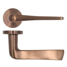 RT020PVDBZ Como Lever On Round Rose - PVD Satin Bronze
