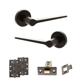 Senza Pari Laviano Door Handle Pack (Latch Set - 2.5" CE Latch, 4" Slim Knuckle Hinges x2) - Urban Dark Bronze