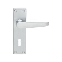Contract Victorian Lever On Lock Backplate - Satin Chrome