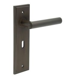 Richmond Door Handles Square Stepped Dark Bronze - By Frelan Hardware - BUR45KIT85