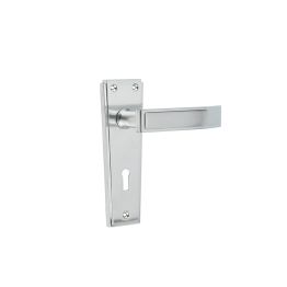 Deco Door Handle on Lockplate Satin Chrome - By Frelan Hardware - JV253SC
