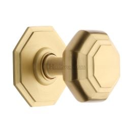Heritage Brass Octagon Centre Door Knob 3" Satin Brass finish